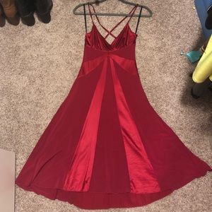 Bebe Red Flare Midi Dress
